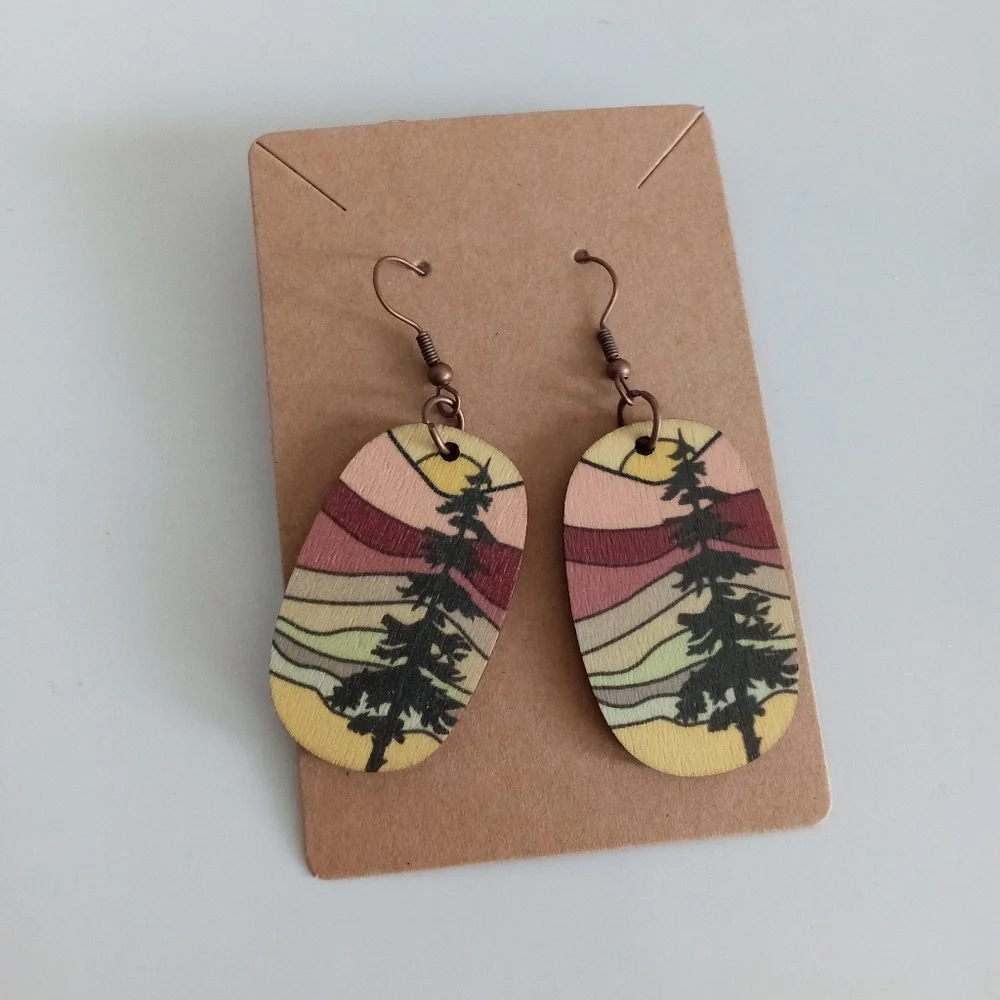 Fashion Jewelry Tree Dangle Earrings - Picture 2 of 4